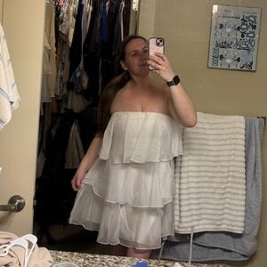 Abercrombie & Fitch Organza Tiered Strapless Mini Dress